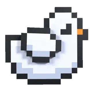 😍 dce9e6d8 鸭子, 像素画, 鸟, 动物, 白色, 可爱 telegram sticker