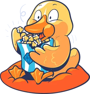 🍿 a8d65f7a 鸭子, 动物, 卡通, 爆米花, 零食, 可爱 telegram sticker