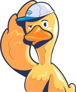 😉 cc0e6a2e 鸭子, 卡通, 动物, 帽子, 鸟, 角色 telegram sticker