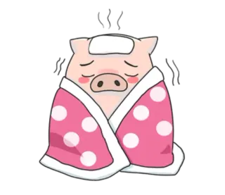 😷 0b28af48 หมู, ป่วย, เศร้า, น่ารัก, สัตว์ telegram sticker