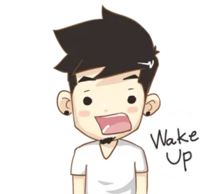 😧 13115dba Wake Up การ์ตูน, ตื่น, ง่วง, คน telegram sticker