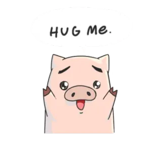 🤗 17d4842a HUG me. หมู, กอด, น่ารัก, สัตว์, คาวาอิ, การ์ตูน telegram sticker