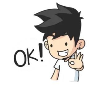 👌 2eee8749 OK! โอเค, อนุมัติ, เห็นด้วย, การ์ตูน, เด็กผู้ชาย, ท่าทาง telegram sticker