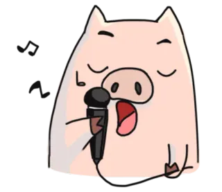 🎤 821d4606 หมู, ร้องเพลง, ไมโครโฟน, การ์ตูน, สัตว์, ดนตรี telegram sticker