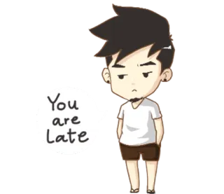 😒 8498e7b1 You are Late การ์ตูน, สาย, อีโม, เศร้า, สีหน้า, สติกเกอร์ telegram sticker