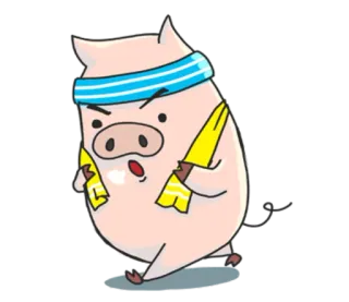 💪 87206903 หมู, การ์ตูน, วิ่ง, ออกกำลังกาย, ฟิตเนส, สัตว์ telegram sticker