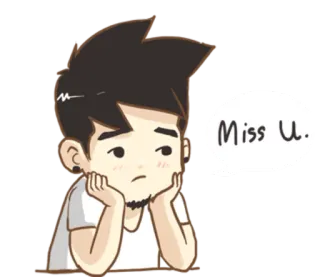 ☹ 925b62fe Miss U. การ์ตูน, คิดถึง, เศร้า, อีโม, คิดถึง, เหงา telegram sticker