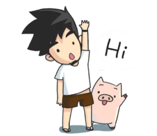 ✋ b3a2b45f Hi การ์ตูน, หมู, ทักทาย, เป็นมิตร, น่ารัก telegram sticker