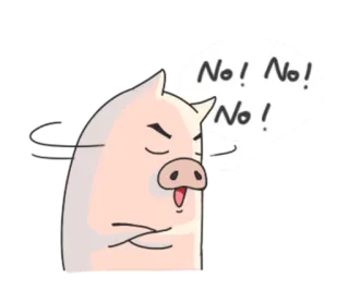 ❌ bc4be18c No! No! No! หมู, การ์ตูน, โกรธ, การปฏิเสธ, เชิงลบ, คำพูด telegram sticker