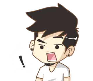 ❗ cdc8ef84 การ์ตูน, เครื่องหมายอัศเจรีย์, ประหลาดใจ, ตกใจ, โกรธ, คน telegram sticker