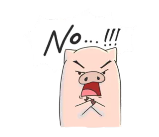 ❌ e8dadcde No...!!! โกรธ, หมู, การ์ตูน, ไม่ telegram sticker