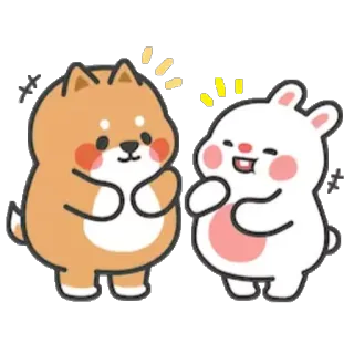 😃 4a67b4ab 卡通, 狗, 兔子, 可爱, 动物, 友谊 whatsapp sticker