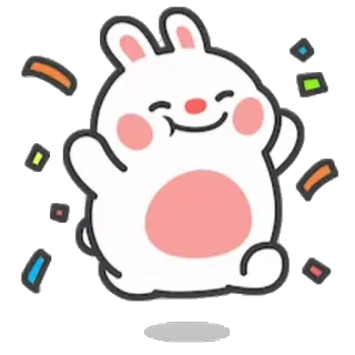 😙 c8147594 兔子, 小兔子, 庆祝, 彩带, 开心 whatsapp sticker