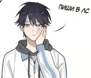 ✉️ 3761b696 ПИШИ В ЛС 动漫, 卡通, 男孩, 俄文文本 telegram sticker