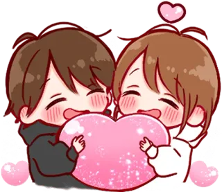 🤗 d98cb291 amour, couple, kawaii, cœur, mignon, dessin animé, animé telegram sticker