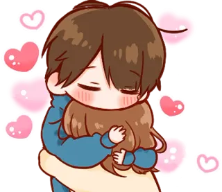 🤗 f43c9263 câlin, amour, couple, dessin animé, affection, animé telegram sticker