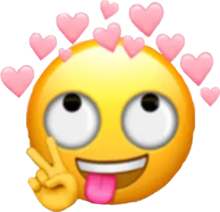 🤪 47545481 emoji, heart, peace sign, tongue out, happy, cute telegram sticker