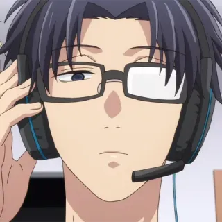 🎧 8ad566a8 Аниме, Мужчина, Очки, Наушники, Отаку, Геймер telegram sticker