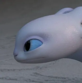 😬 9762e1d6 Light Fury How to Train Your Dragon 龙, 光煞, 可爱, 卡通, 动物, 白色 telegram sticker