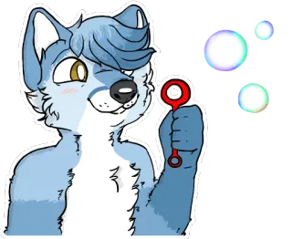 🌬 45537c8a wilk, futrzak, zwierzę, bańki, kreskówka, antropomorficzny, słodki, serdeczny telegram sticker