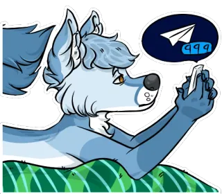 💬 469a32dd 999 Furry, Wilk, Antropomorficzny, Kreskówka, Telefon, Wiadomości, Naklejka telegram sticker