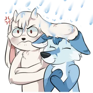 ☔️ a44d45ab zwierzę, kreskówka, słodki, naklejka, deszcz, śmieszny, postać, pies, królik telegram sticker