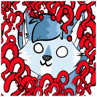 ⁉ ac0fc186 kreskówka, lis, znaki zapytania, dezorientacja, zwierzę, naklejka telegram sticker