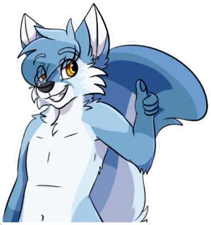 👍 c8d562b6 Kreskówka, Zwierzę, Lis, Kciuk w górę, Szczęśliwy, Uroczy, Postać telegram sticker