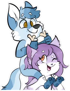 👨‍👧 cbed6914 Furry, Kreskówka, Wilk, Kot, Słodki, Zwierzę telegram sticker