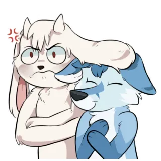 ☔️ d2ad3be1 Kreskówka, Zwierzę, Pies, Królik, Zły, Szczęśliwy, Futrzasty, Słodki telegram sticker