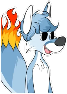 🔥 fea271f8 Kreskówka, Wilk, Płomień, Furry, Maskotka telegram sticker