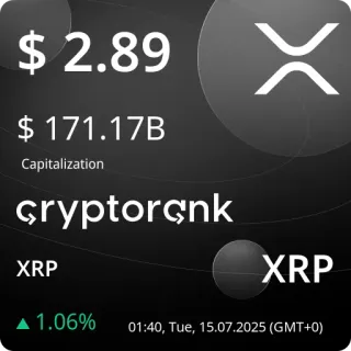 💵 f8671a05 $ 2.89
$ 171.17B
Capitalization
cryptorçnk
XRP
XRP
▲ 1.06%
01:40, Tue, 15.07.2025 (GMT+0) cryptocurrency, XRP, finance, investment, crypto, market, digital currency telegram sticker