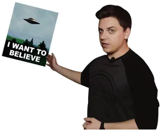 🙏 b2c5a003 I WANT TO BELIEVE ovni, creer, alienígena, Expediente X, paranormal, conspiración telegram sticker