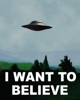 🗾 bf86fb7a I WANT TO BELIEVE OVNI, Aliens, Creencia, Conspiración, Paranormal, Platillo Volante telegram sticker