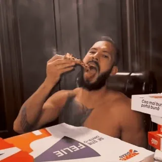 😒 4226e2e5 CEA mai buna potă bună pizza, đồ ăn, ăn uống, đàn ông, cởi trần telegram sticker