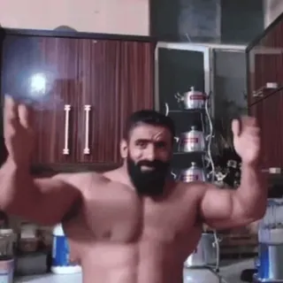 🕺 be0f5acd Đàn ông, Vận động viên thể hình, Thể dục, Cơ bắp, Mạnh mẽ, Râu telegram sticker