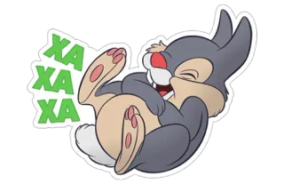 🤣 76838e16 Thumper Bambi ХА ХА ХА Tambor, Bambi, conejo, risa, dibujos animados, lindo, gracioso telegram sticker