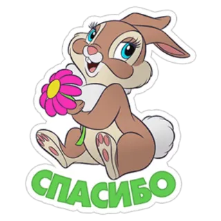 🌸 9fbd3467 СПАСИБО conejo, flor, gracias, dibujos animados, lindo, conejo telegram sticker