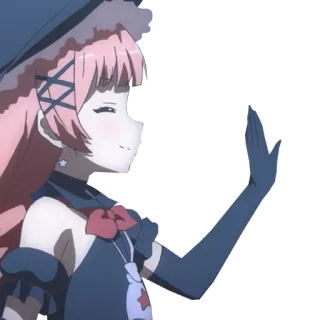 🤜 6056bf9c Anime, Fille, Sorcière, Cheveux roses, Signe de la main, Personnage telegram sticker