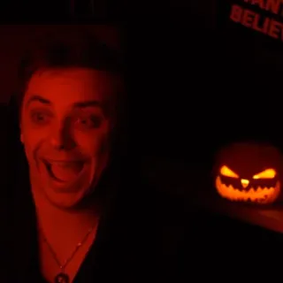 😃 d0f52d6f I WANT TO BELIEVE Halloween, pompoen, griezelig, grappig, man, gezicht telegram sticker