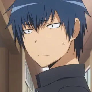 💙 37d4de2b Anime, Chłopak, Poważny, Wyraz twarzy, Toradora telegram sticker