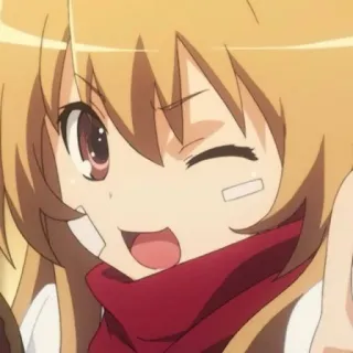 🤎 38d1940b Taiga Aisaka Toradora! Anime, Tsundere, Słodkie, Mrugnięcie, Dziewczyna telegram sticker