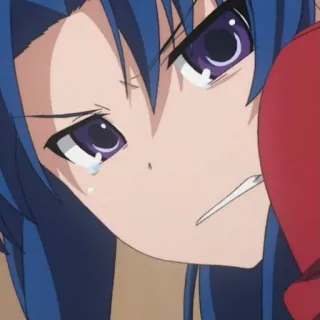 💜 3f8eee4e anime, płacz, dziewczyna, niebieskie włosy, smutny telegram sticker