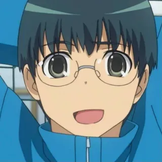 🖤 5c47a05c anime, chłopak, okulary, uśmiechnięty, portret telegram sticker