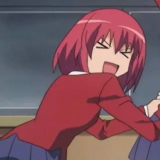 ❤️ 6ad712b9 Anime, Dziewczyna, Mundur szkolny, Rude włosy, Szczęśliwa, Kreskówka telegram sticker