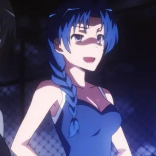 💜 87dce8b7 Anime, Kobieta, Niebieskie włosy, Kreskówka telegram sticker