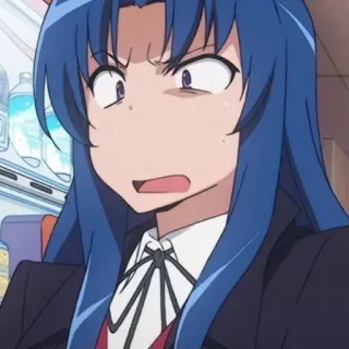 💙 e3859abd Ami Kawashima Toradora! Anime, dziewczyna, niebieskie włosy, mundurek szkolny, zła telegram sticker