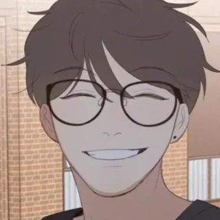 😁 3442e0bc cartoon, glasses, male, smiling, person, character telegram sticker