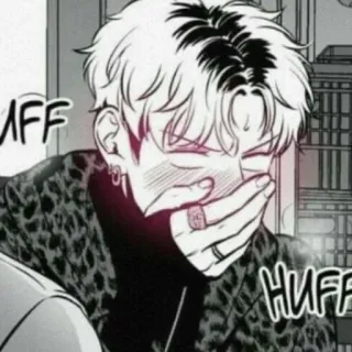 😳 858d06e7 HUFF HUFF man, exhausted, huff, black and white, sweaty telegram sticker