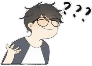 😊 9161db0e cartoon, question, thinking, glasses, person telegram sticker